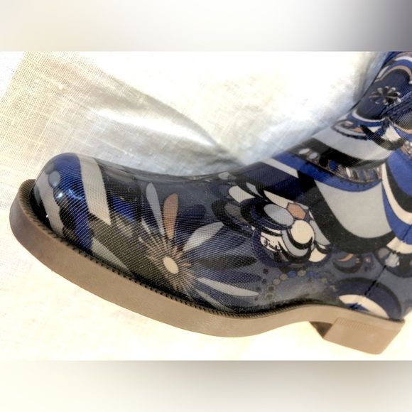 Emilio Pucci Designer Rain Boots Rubber Brand Signature ornament print sz 35 6” - Picture 6 of 12